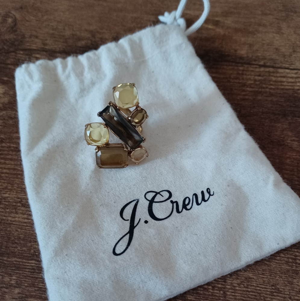 J.Crew Women's Crystal Cluster Topaz Cocktail Ring